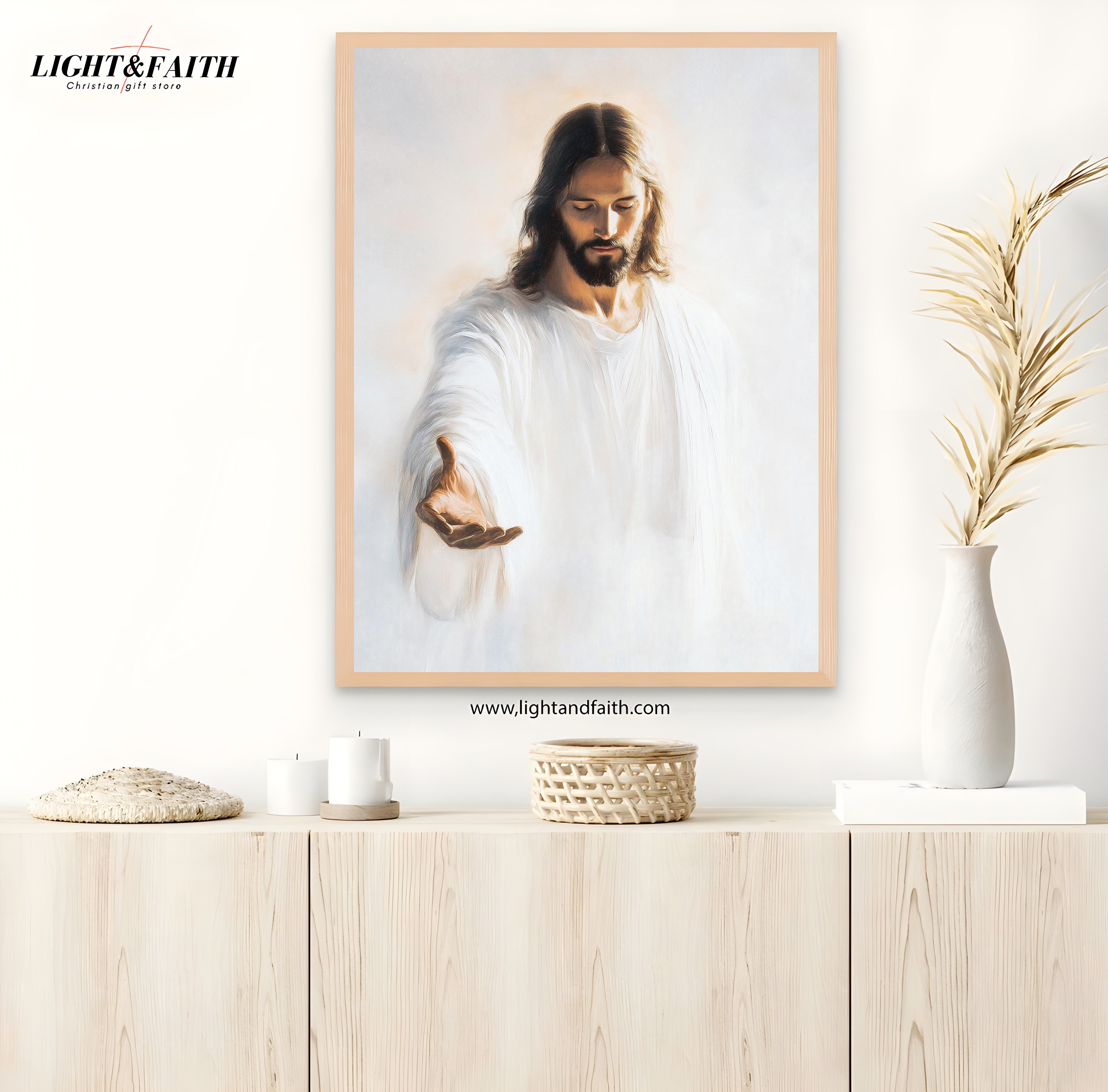 Come Follow Me Jesus Poster, Christian Wall Art, Catholic Religious Decor, Bible Art Print, Christ LDS Portrait, Printable Jesus Artwork